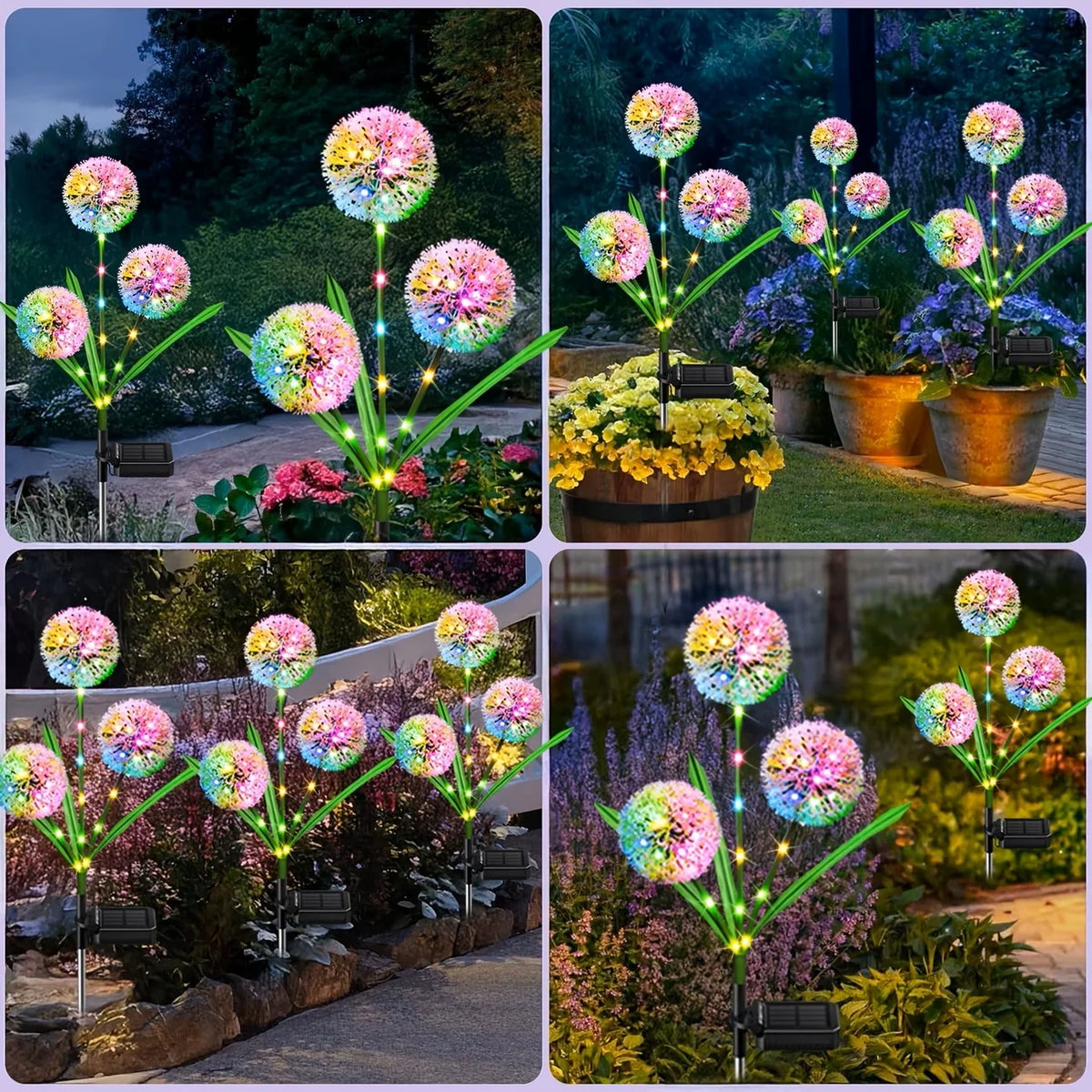 Solar LED Dandelion Garden Ground Lights for Outdoor Decor