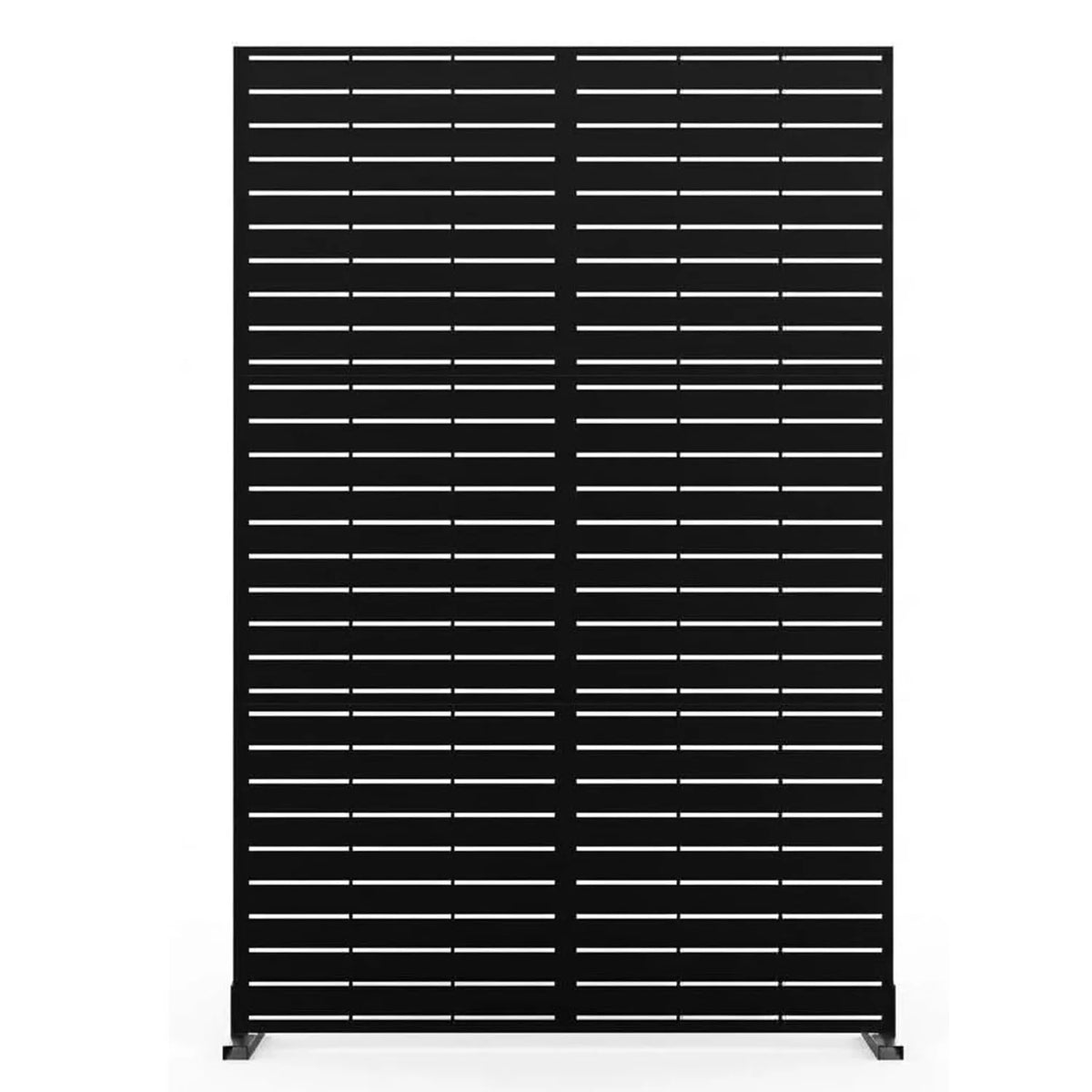 Freestanding Metal Outdoor Privacy Screen – 183x120cm Decorative Garden Divider with Stand – Large Patio & Balcony Fence Panel – Easy Install – Horizontal Stripes