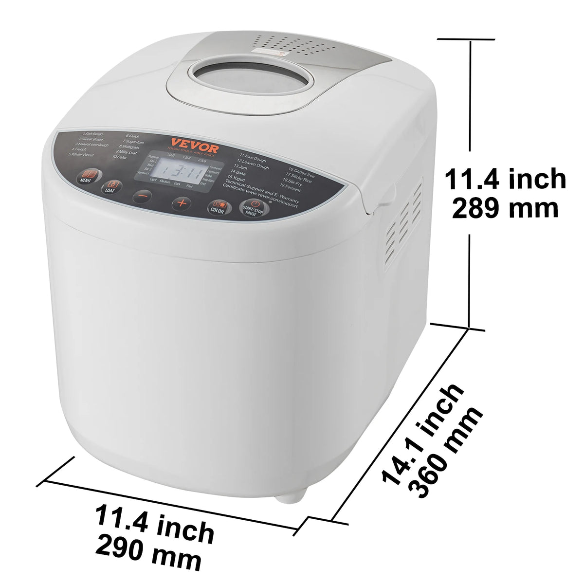 SucceBuy 15-in-1 Automatic Bread Maker With Ceramic Pan, Gluten-Free Setting