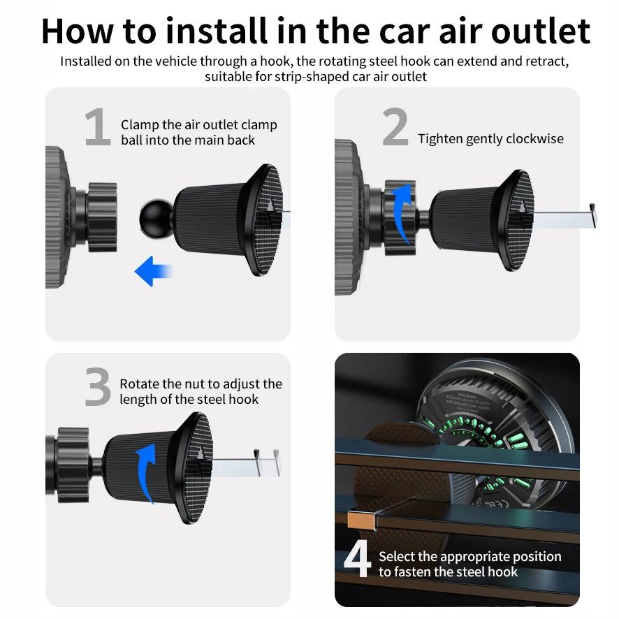 Charger Magnetic Car Vent Mount Wireless Fast Charging Phone Holder