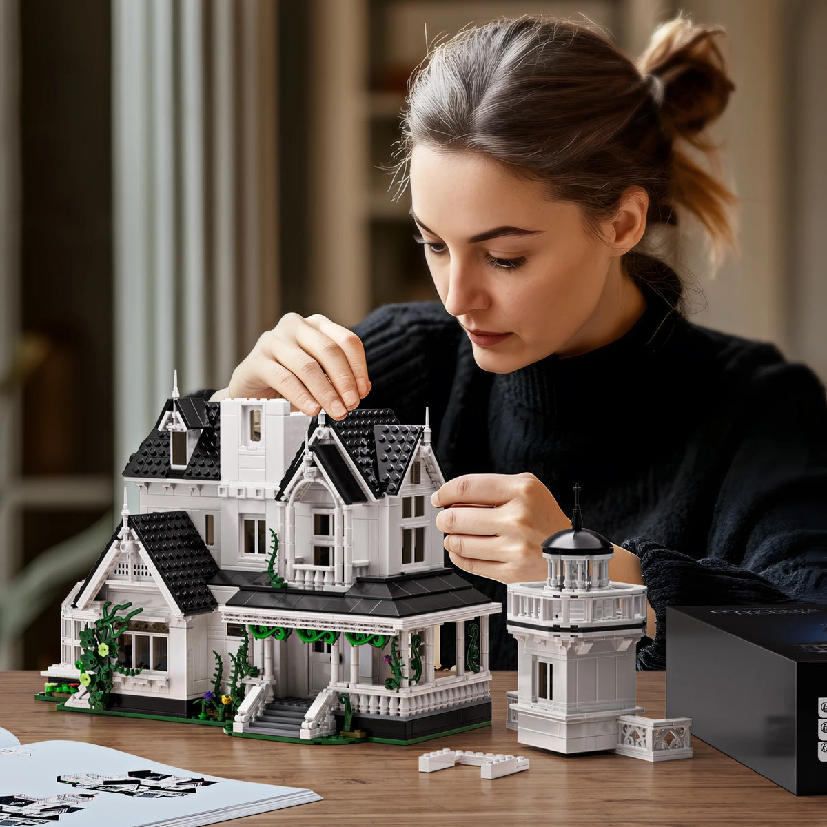 LED Victorian House Building Blocks Set With Warm Lights