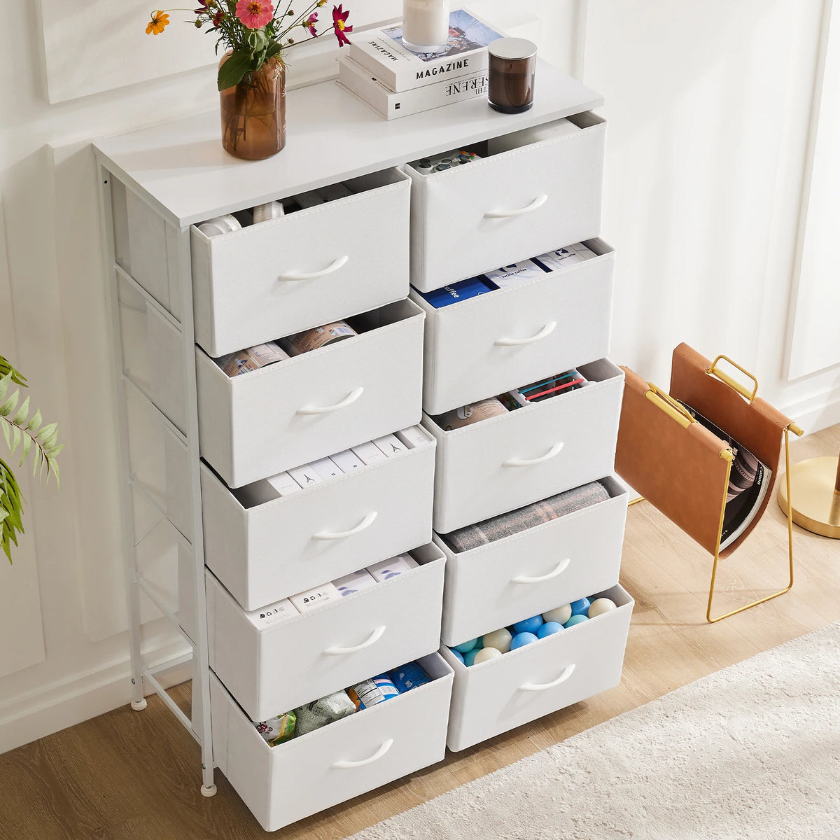 JHK Bedroom Wardrobe Cabinet With Fabric Drawers For Storage