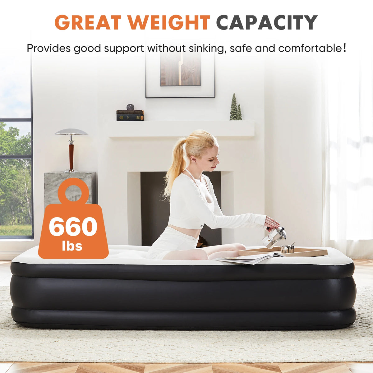 JHK Double Height Non Slip Air Mattress For Home Or Camping