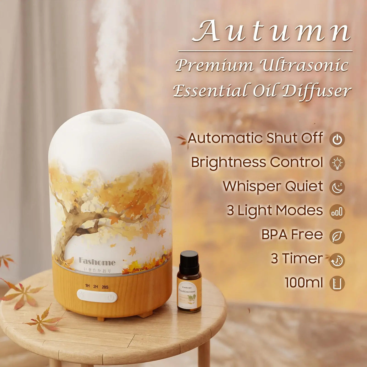 Fashome Handcrafted Glass Essential Oil Diffuser With Auto Shut Off