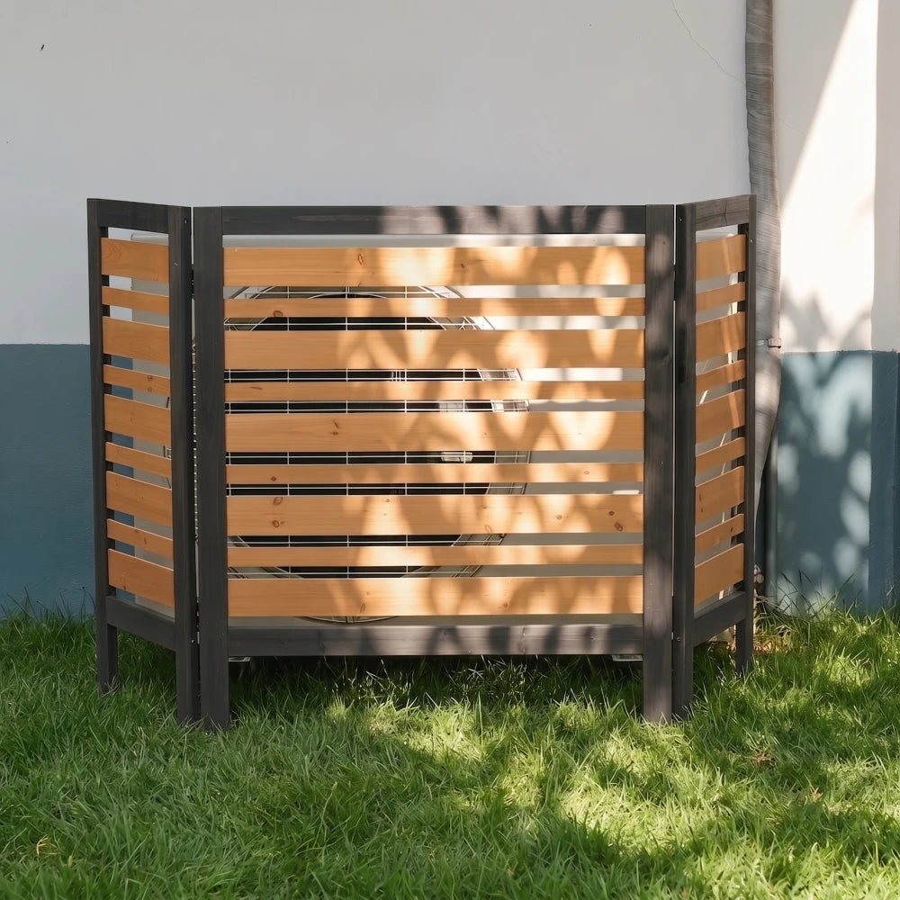 3-Panel Outdoor Air Conditioner Fence 3-Section Outdoor Wooden Screen, Outside Wood Privacy Fence, 32" W X 38" H Supplies FYCS