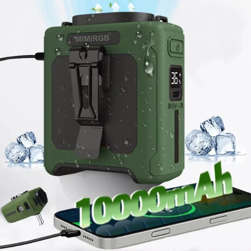 Portable Rechargeable Waist Fan With Flashlight And Power Bank