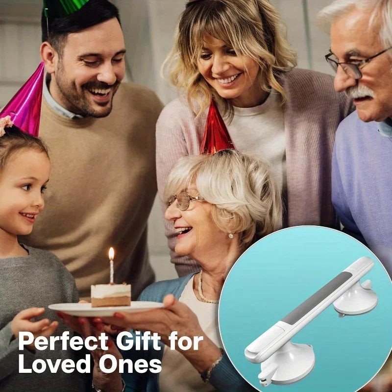 Shower Handles Two Pack, 12-Inch Suction Grab Bar for Bathtubs, Showers and Toilet, Strong Hold Suction Cup Handle, Safety Bar for Seniors, Elderly, Handicap, Bathroom Safety Grip No Drilling