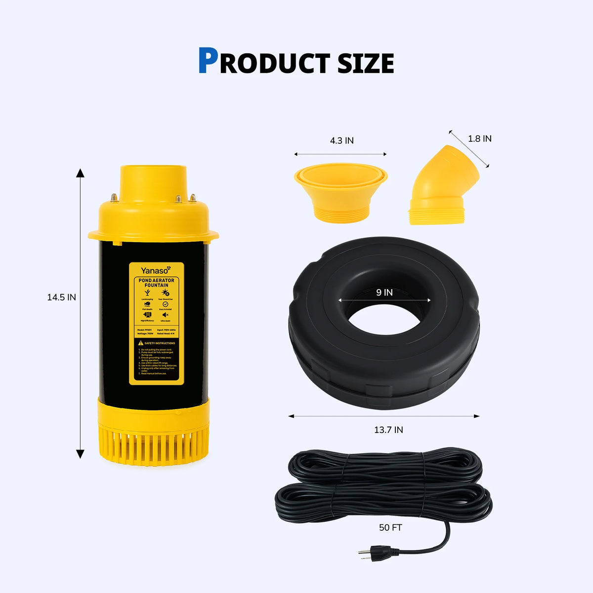 Yanaso Pond Fountain Aerator Pump With Timer And Dual Patterns