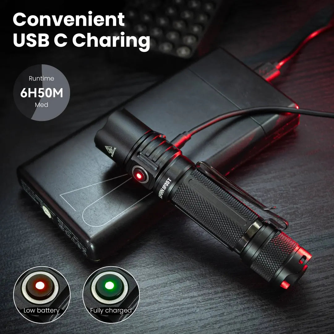Sofirn SP35T 3800LM Tactical LED Flashlight With USB C Rechargeable