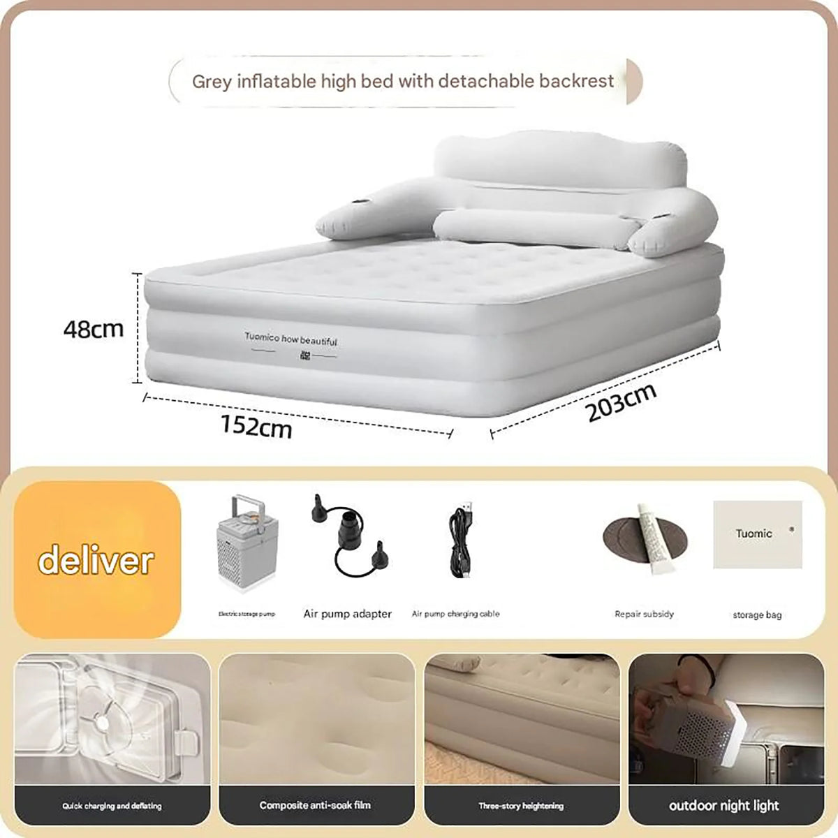 Automatic Inflatable Camping Mattress With Built In Fast Inflator Pump