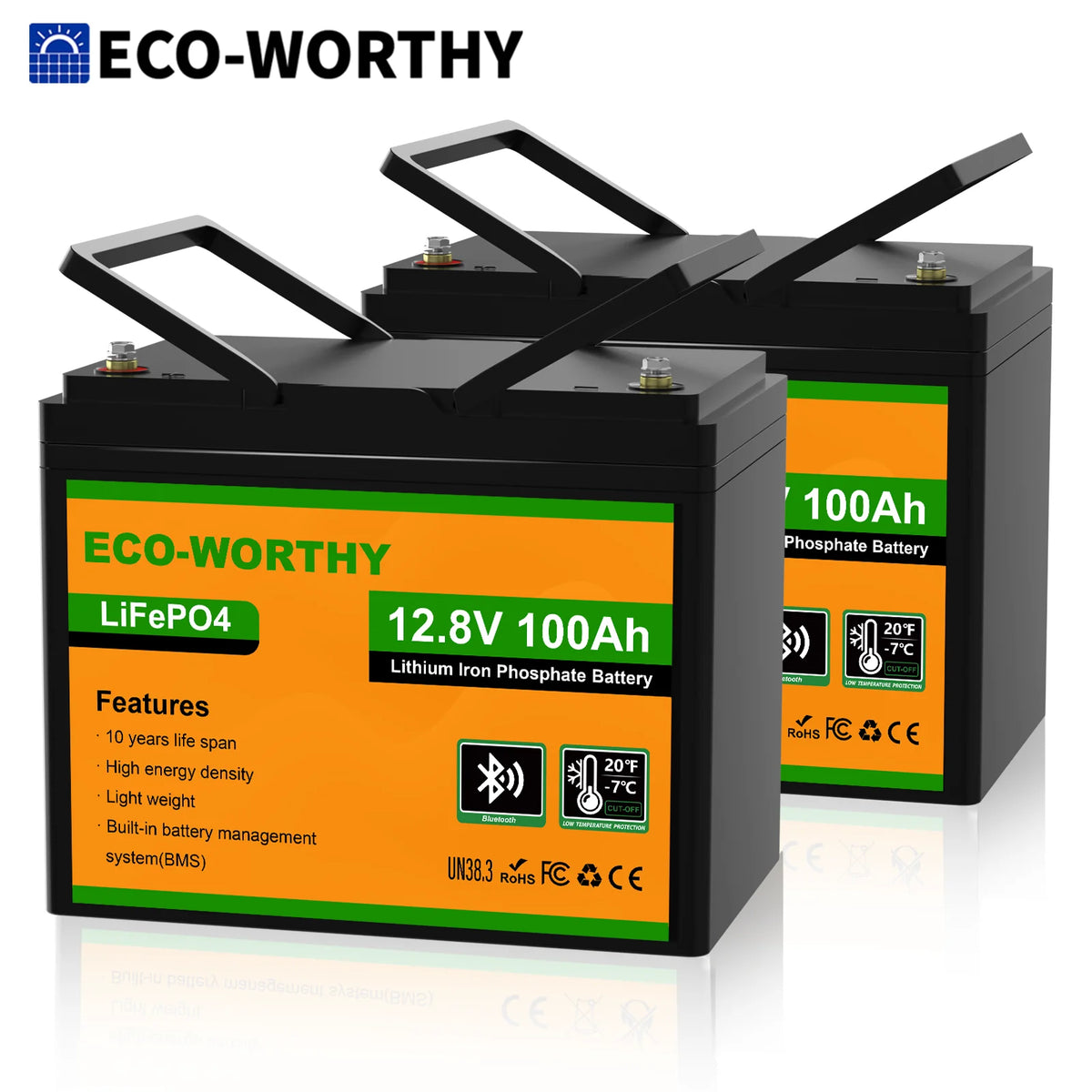 Eco Worthy 12V 100Ah LiFePO4 Lithium Battery With Bluetooth