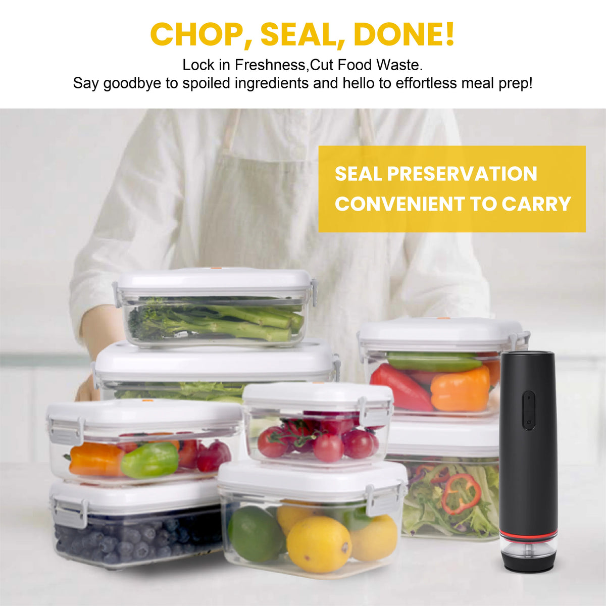 Leakproof Vacuum Seal Food Storage Containers Set Kitchen Organizer