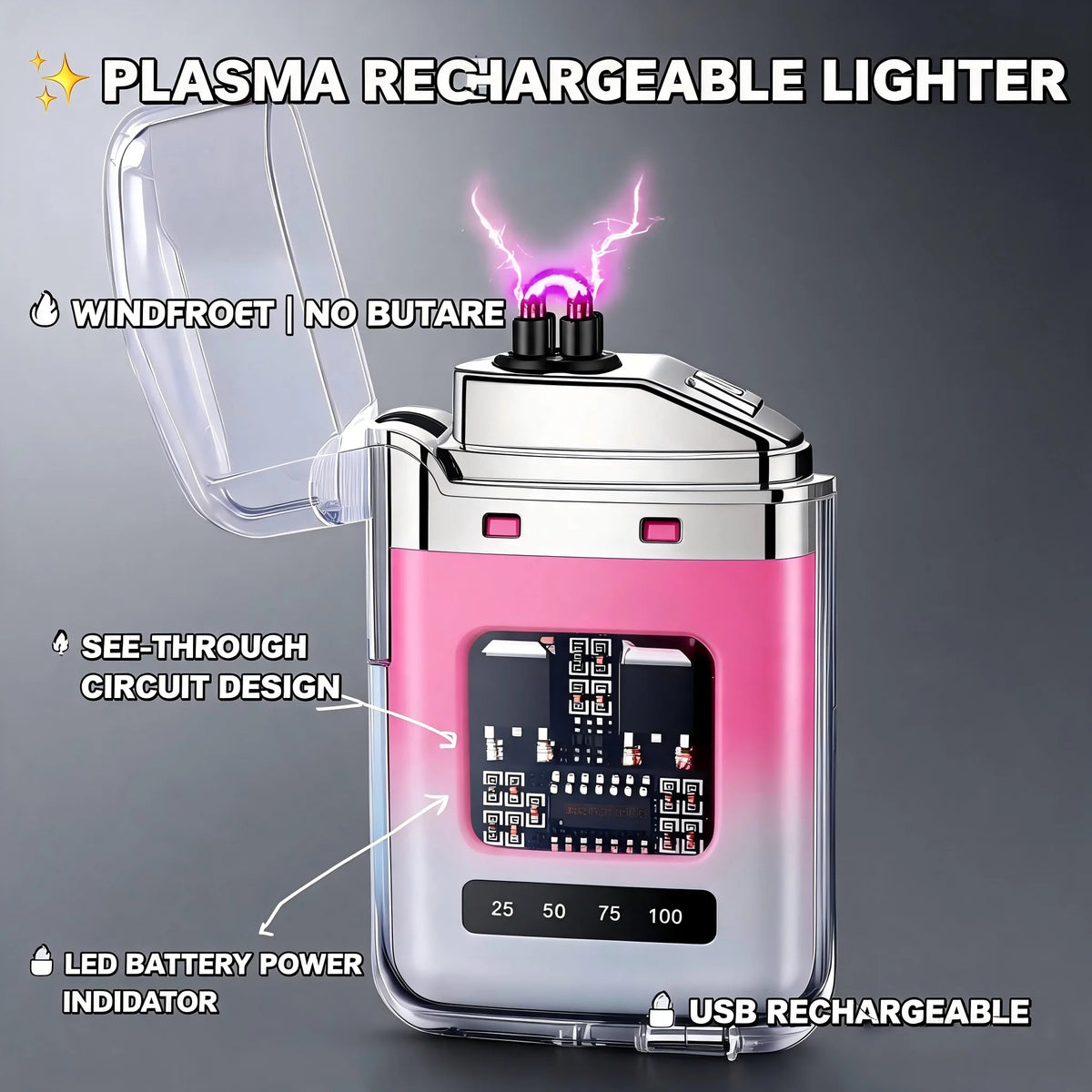 Windproof Waterproof Electric Arc Lighter For Outdoor Use