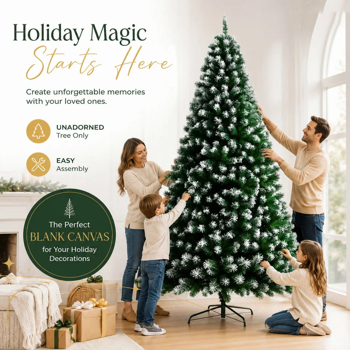 Snow Flocked Artificial Christmas Tree For Indoor Holiday Decoration