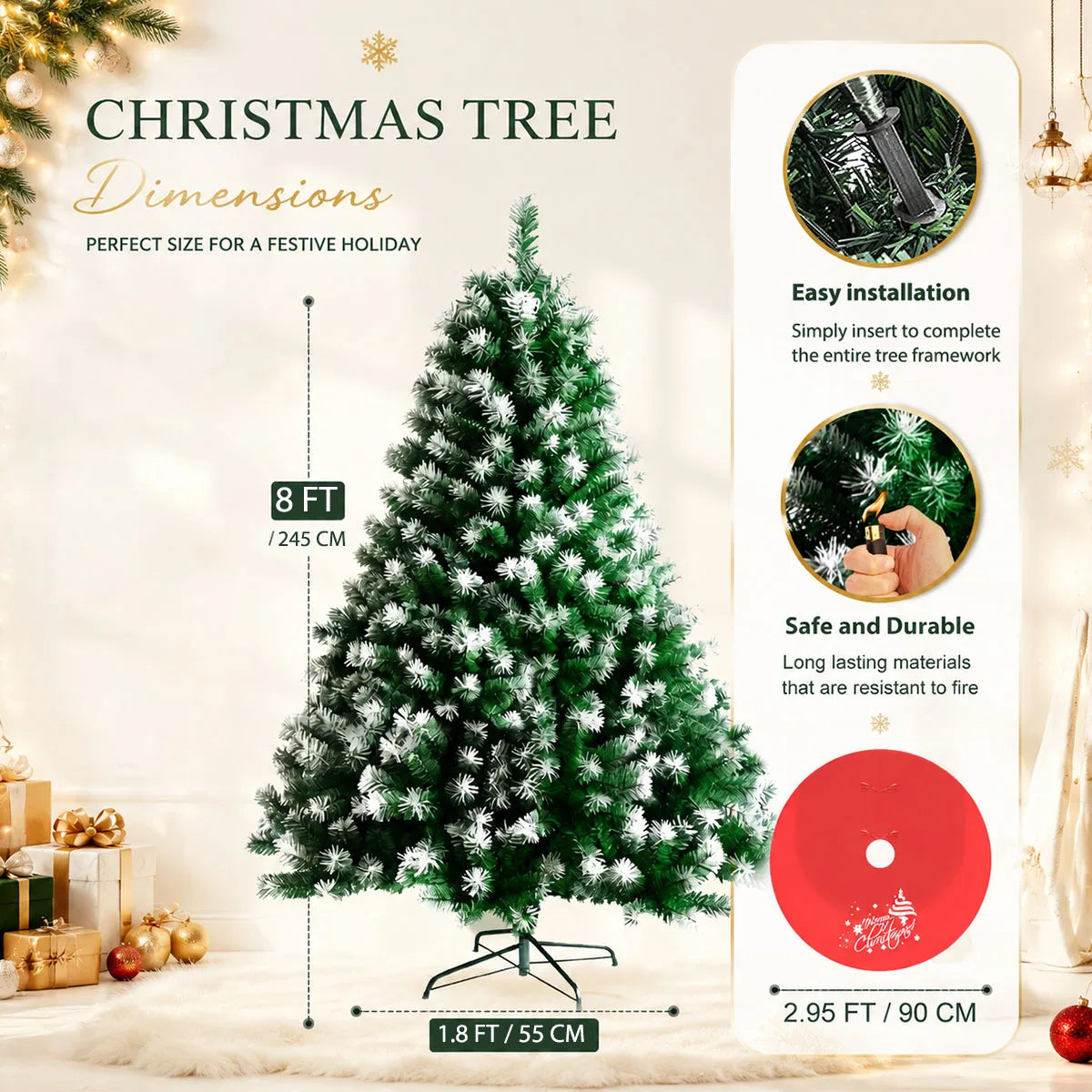 Snow Flocked Artificial Christmas Tree For Indoor Holiday Decoration