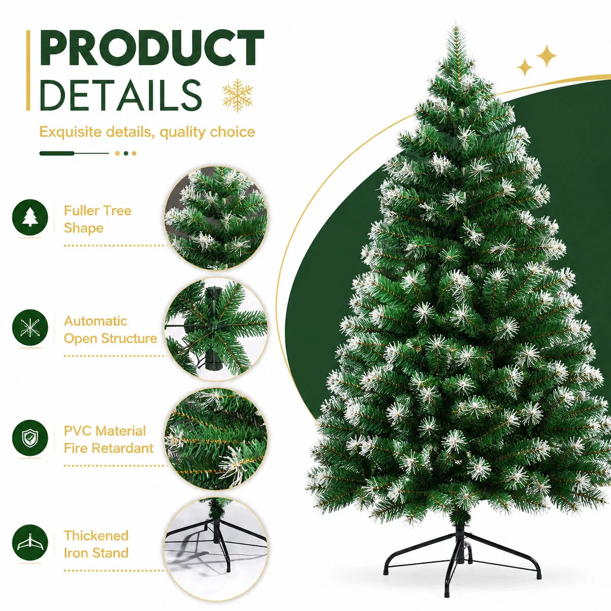 Snow Flocked Artificial Christmas Tree For Indoor Holiday Decoration
