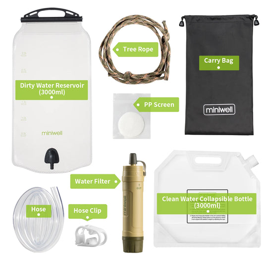 Miniwell Portable Survival Water Filter Straw For Camping And Hiking