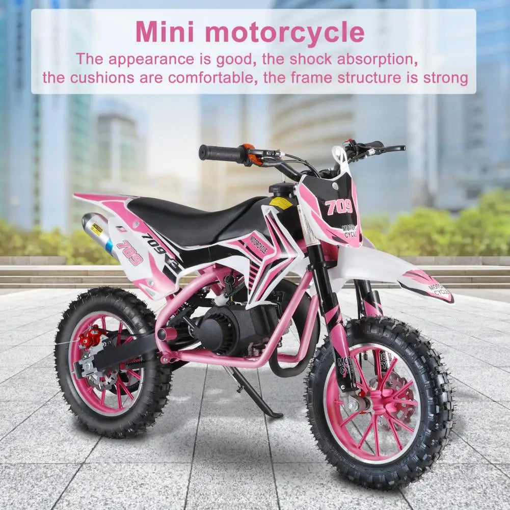 Mountain Off Road Mini Motorcycle 49cc 4-Stroke Kids Dirt Bike Gas Power Motocross Pocket Motorbike Pink