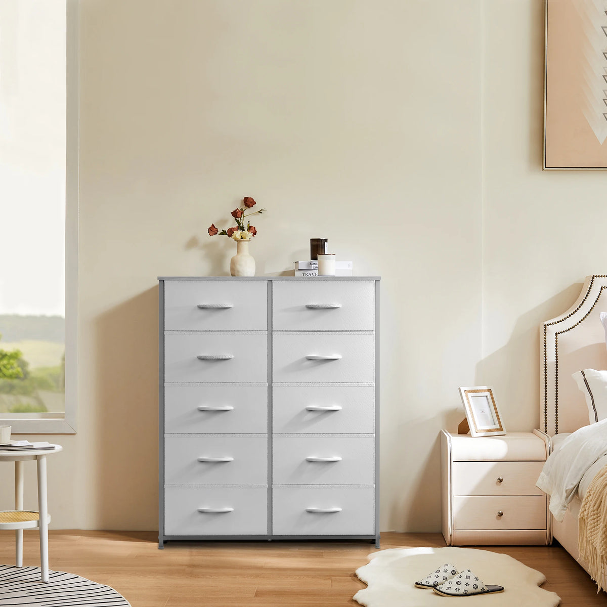 JHK Bedroom Wardrobe Cabinet With Fabric Drawers For Storage