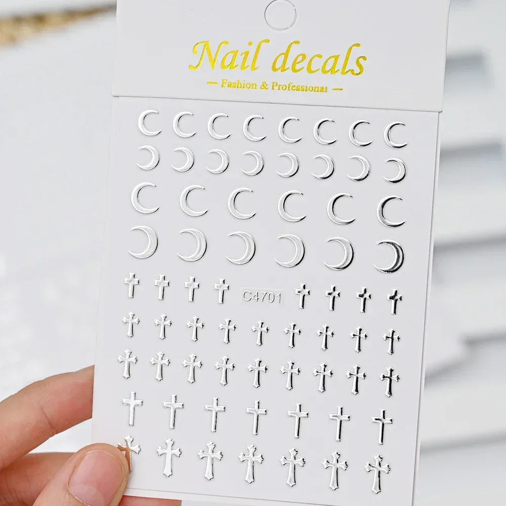 3D Star Chain Heart Nail Stickers for DIY Nail Art Supplies