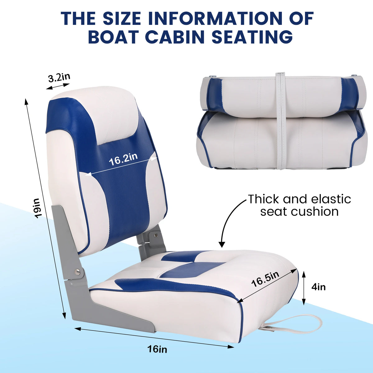 Folding Boat Seats with Thick Padding and Weather Resistant Design