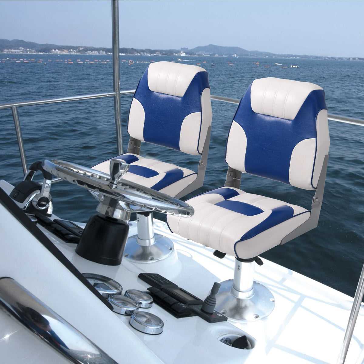 Folding Boat Seats with Thick Padding and Weather Resistant Design