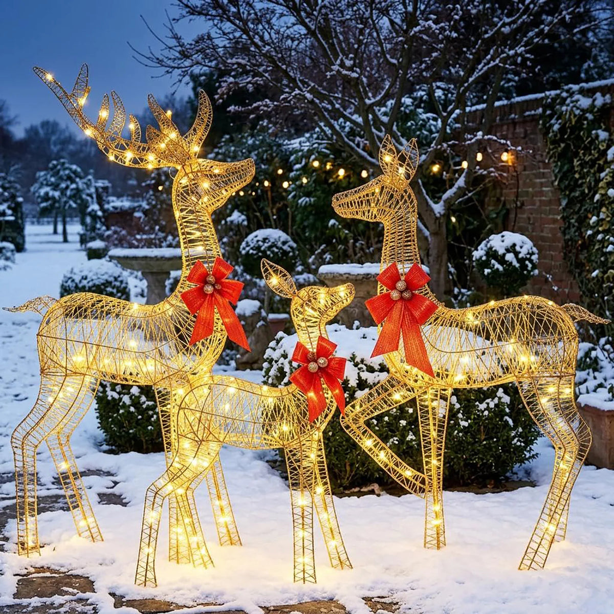 HiMISS Lighted Christmas Deer Family Outdoor Yard Decor Set