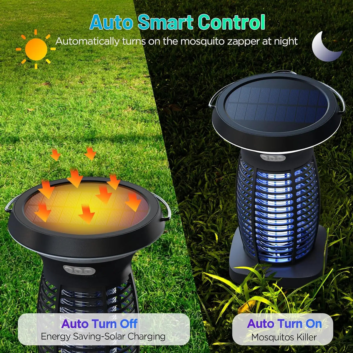 Solar Bug Zapper With UV Light For Outdoor Mosquito Control