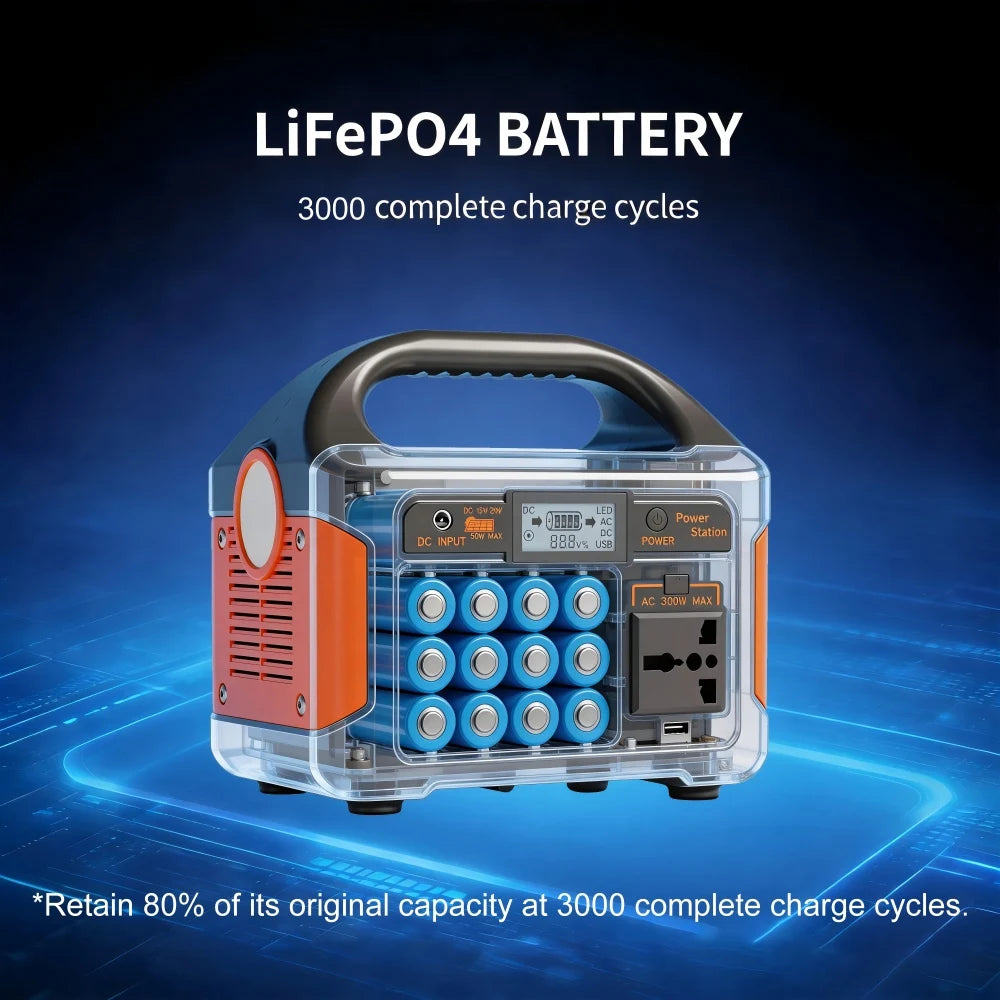 GaiaRay Portable Power Station With LiFePO4 Battery For Camping