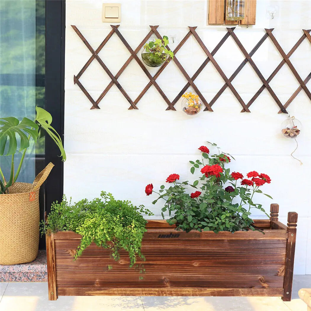 Outdoor Solid Pine Wood Raised Garden Planter Box Flower Bed