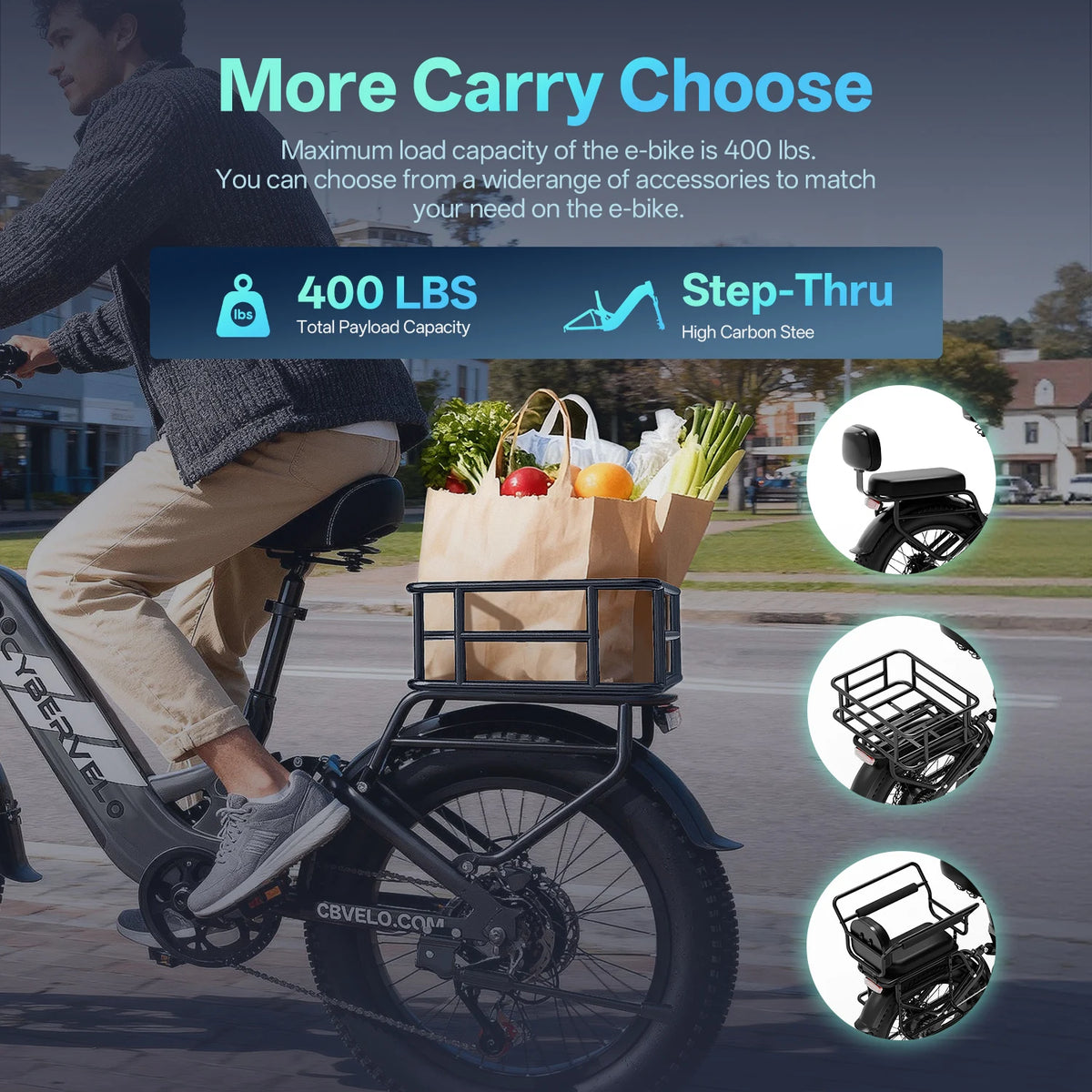 Cybervelo 1500W 7 Speed Electric Bike With Durable 20Ah Battery
