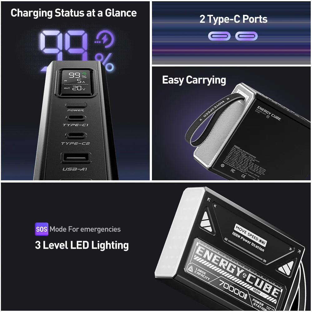 Movspeed 140W Portable Power Bank For Cameras And Laptops