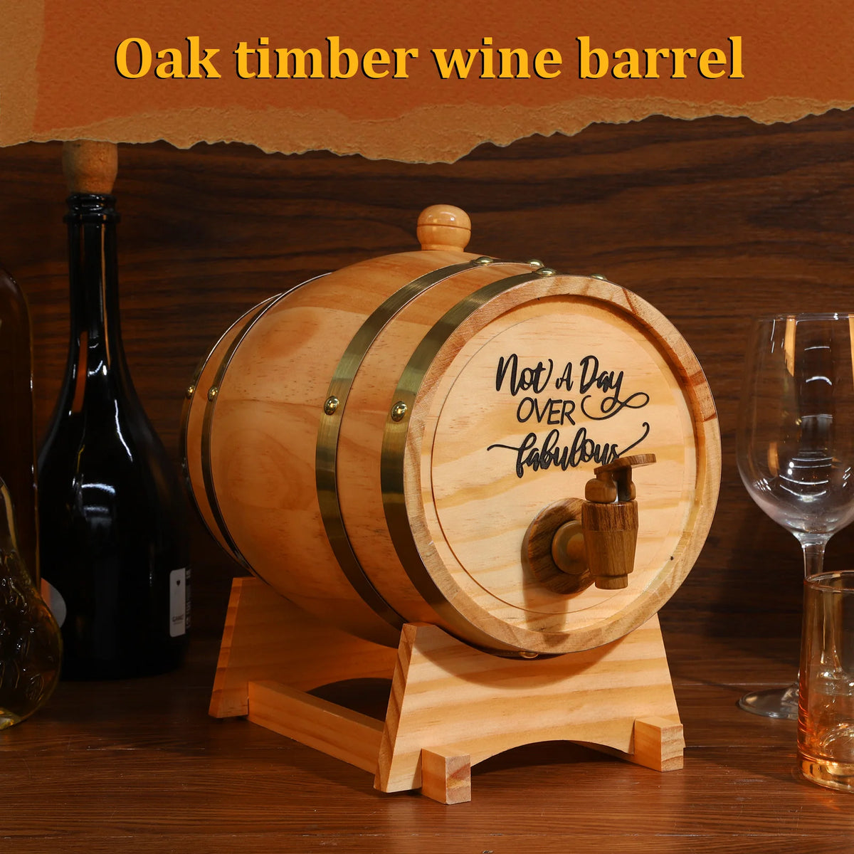 3L Engraved Whiskey Barrel with Stand Bung and Spigot Wooden Whiskey Barrel Wine Barrel for Cocktails Bourbon Rum Tequila Beer