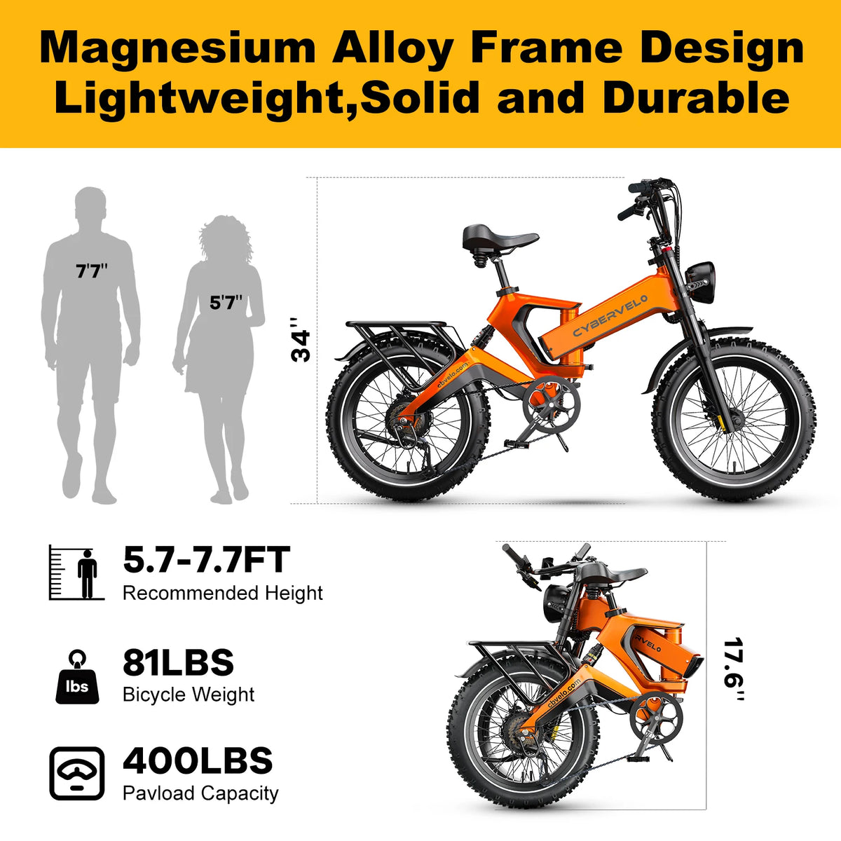 Cybervelo Foldable Fat Tire Electric Bike With 2000W Motor