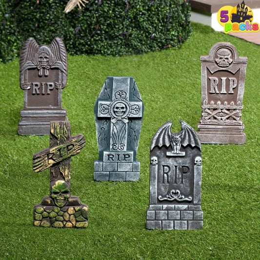 Halloween Foam Graveyard Tombstones With Metal Stakes Outdoor Decor