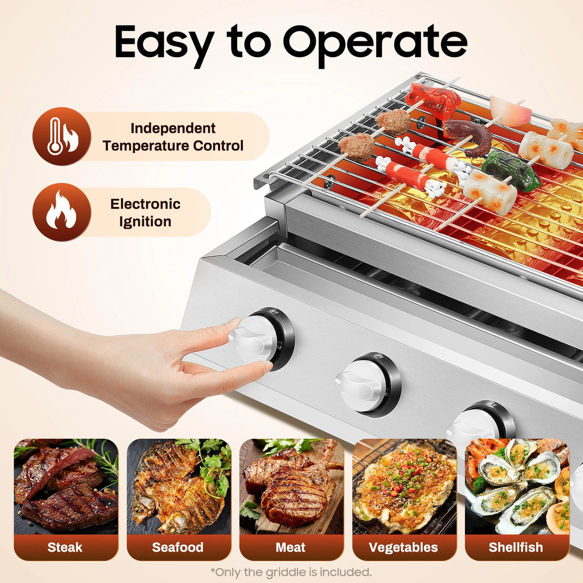 Portable Propane Gas Grill With Adjustable Height For Outdoor Cooking