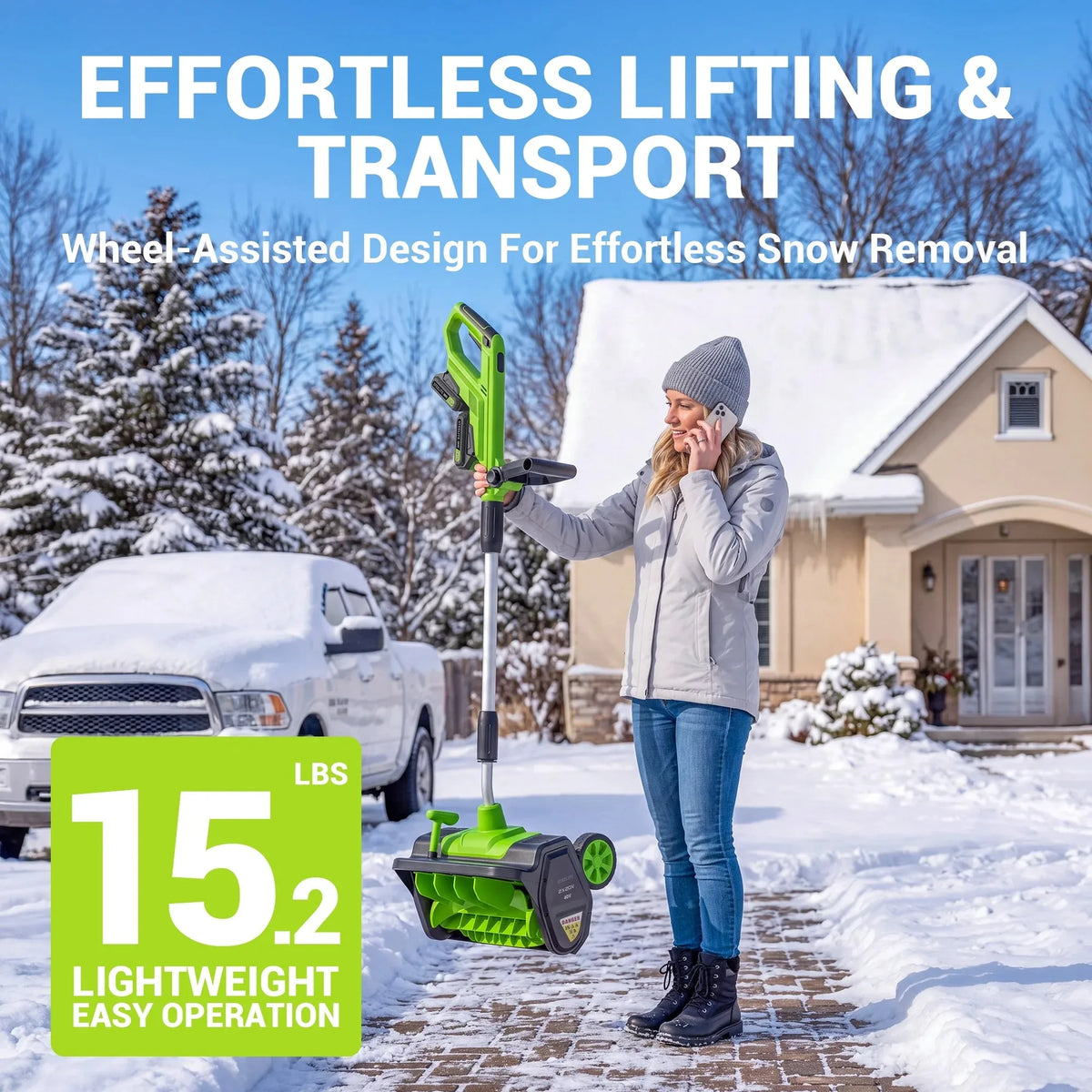 Deli Cordless Snow Shovel With Wheels And Brushless Motor