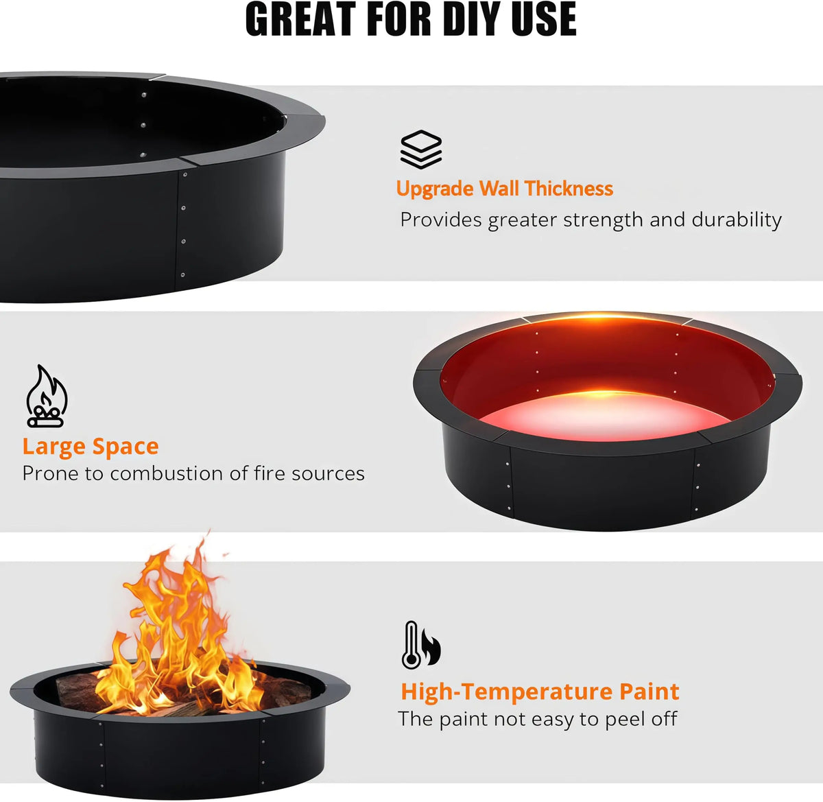 Outdoor Heavy Duty Steel Smokeless Fire Pit Ring Insert
