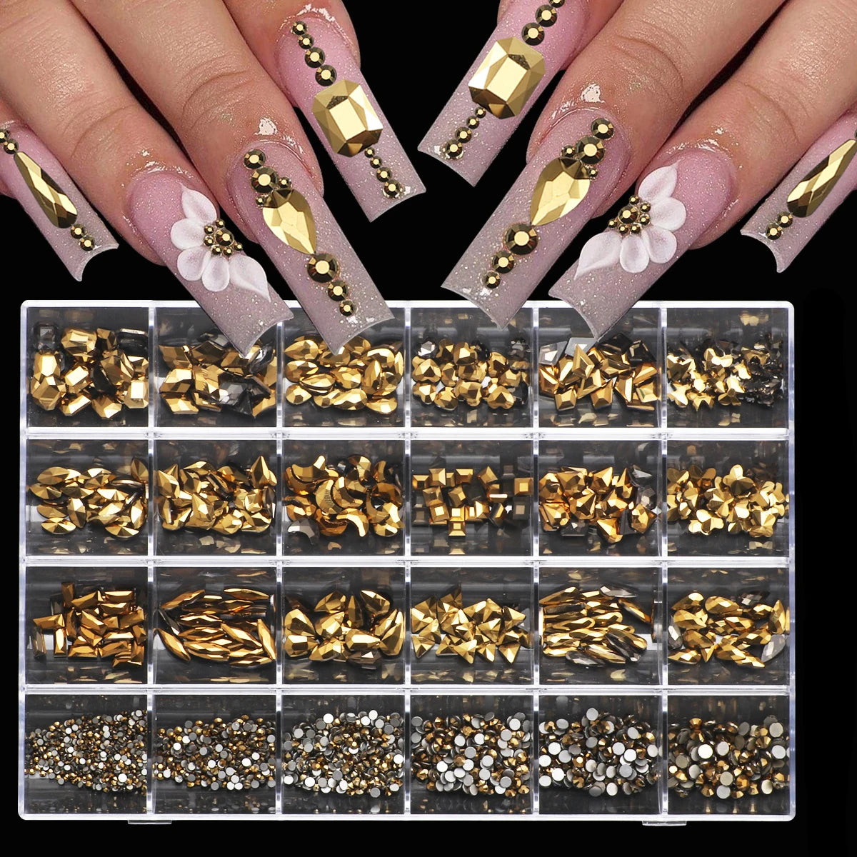 Multi Shaped 3D Crystal Nail Gems and Rhinestone Art Kit