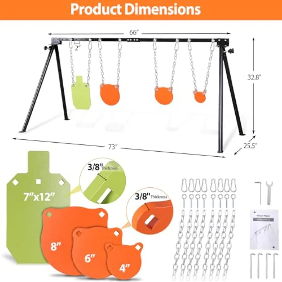 AR500 Steel Targets Stand Kit for Rifle and Pistol Training: 3 8 Thick 4 6 8 Gong Targets and 7x12 Torso Target with Durable St