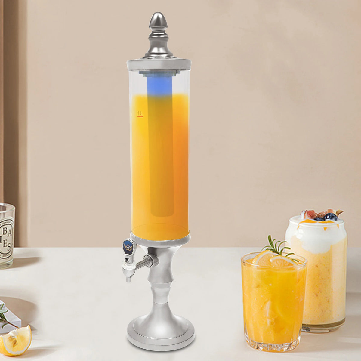 3L Beer Tower Dispenser ABS Tabletop Beer Dispensers with Light for Liquor and Juice Parties Pubs Restaurants