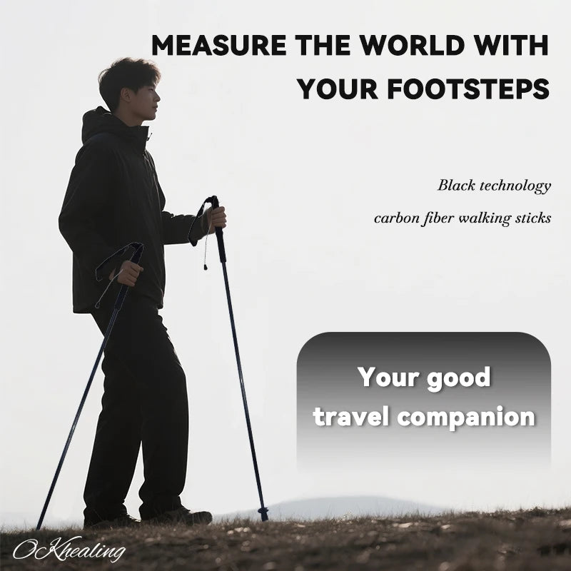 OKHEALING Carbon Fiber Foldable Trekking Poles For Hiking