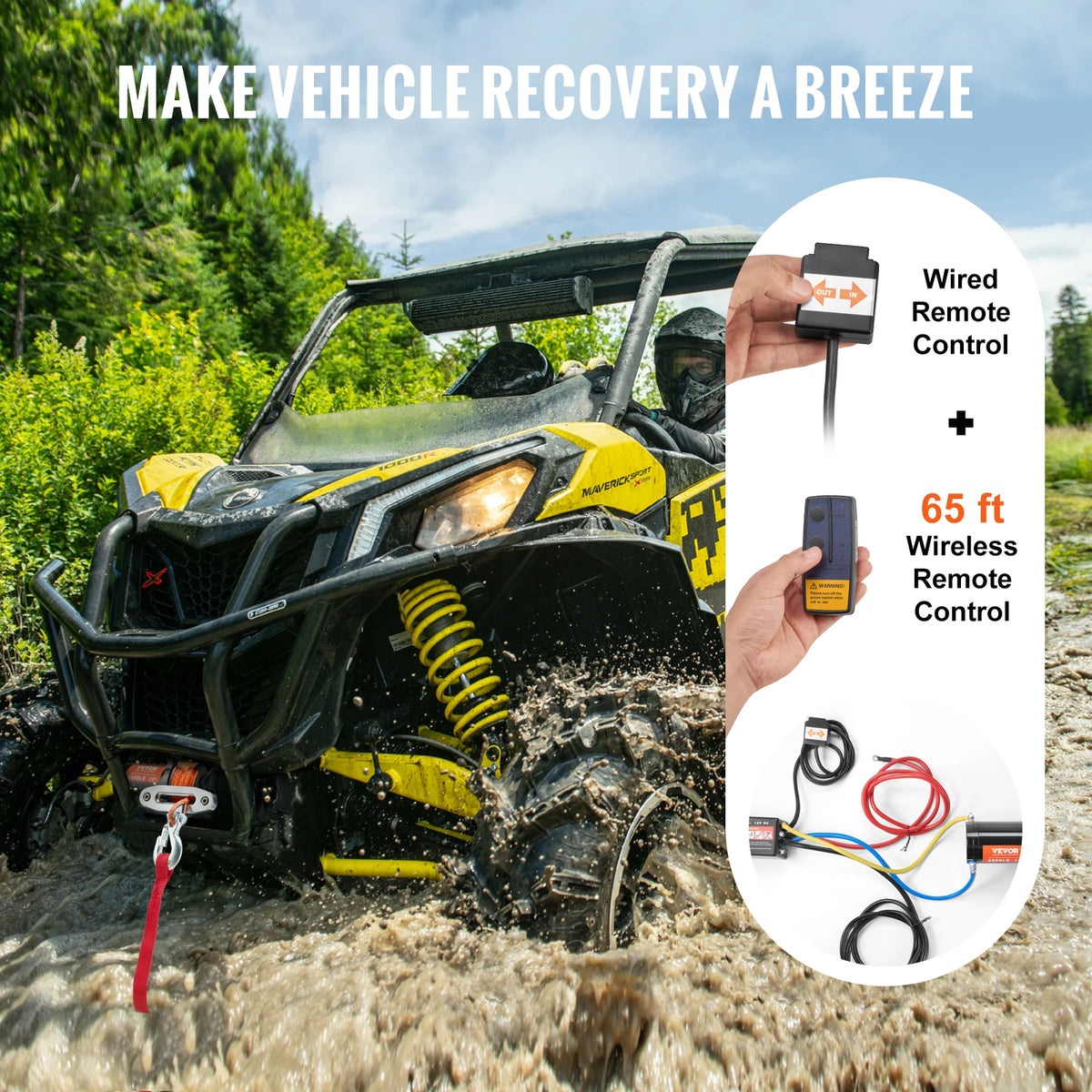 Succebuy 4500lb Atv Utv Electric Winch With Synthetic Rope