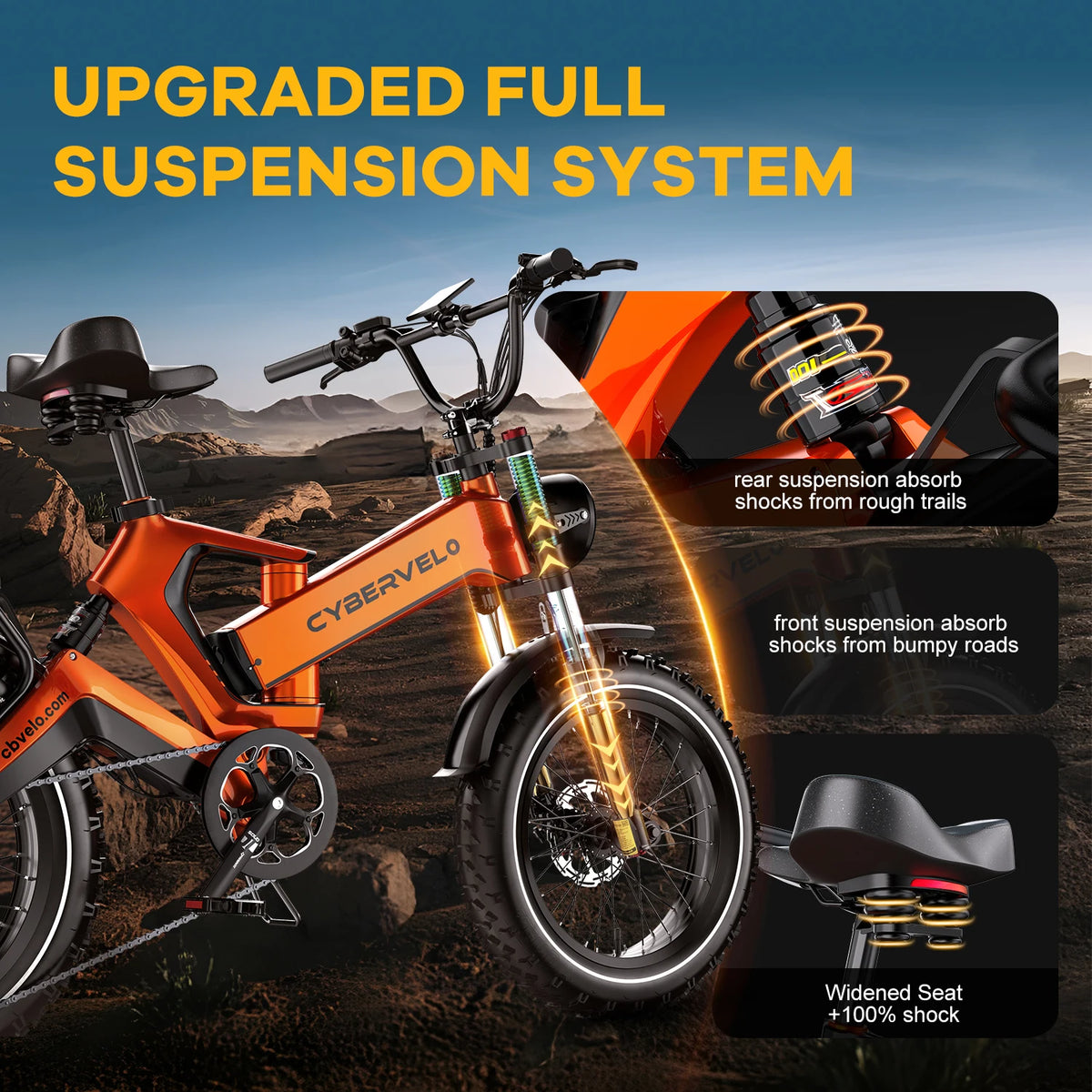 Cybervelo Foldable Fat Tire Electric Bike With 2000W Motor
