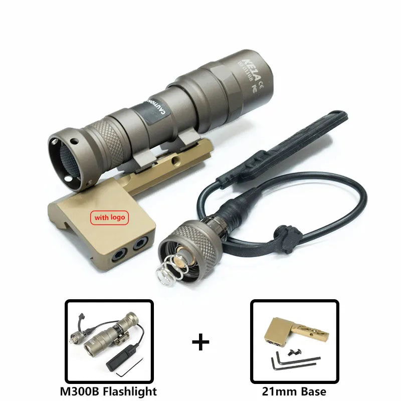 Tactical M300B M600B Flashlight Set M600C M300C LED Airsoftl Hunting Lamp with MLOK or 20MM Light Mount+SF Plug Momentary Switch