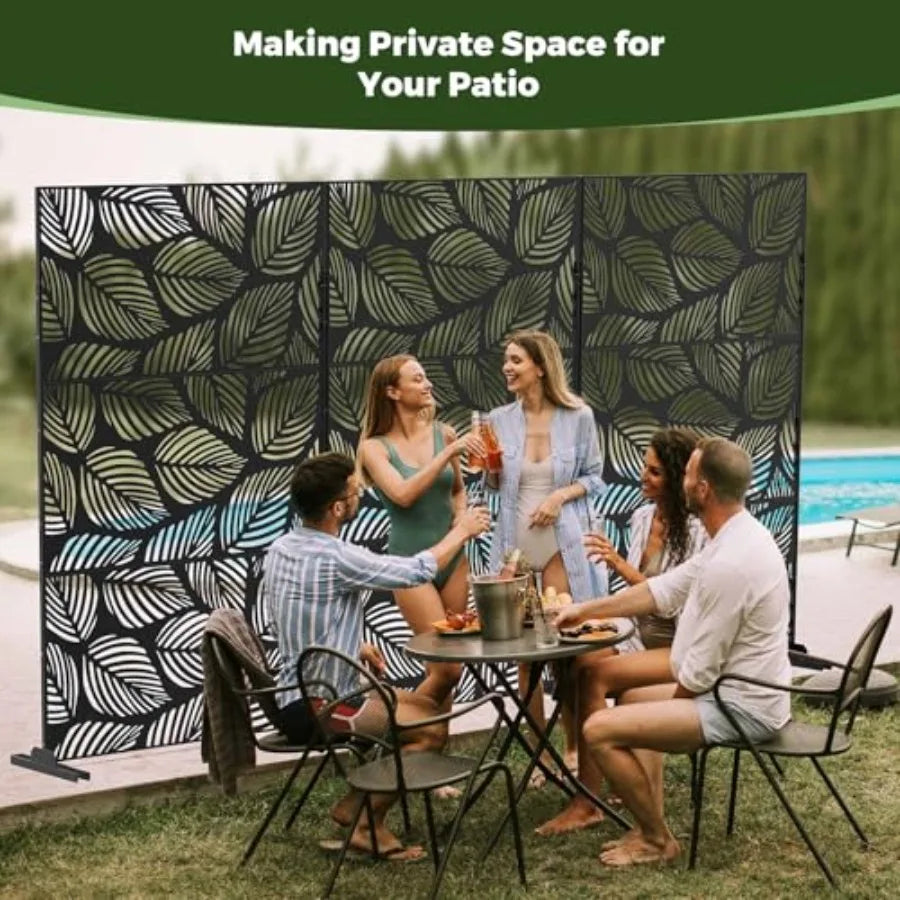 Metal Privacy Screen, 72"H x 47"W Outdoor Privacy Screen Freestanding, Decorative Balcony Privacy Screen and Panels for Patio La