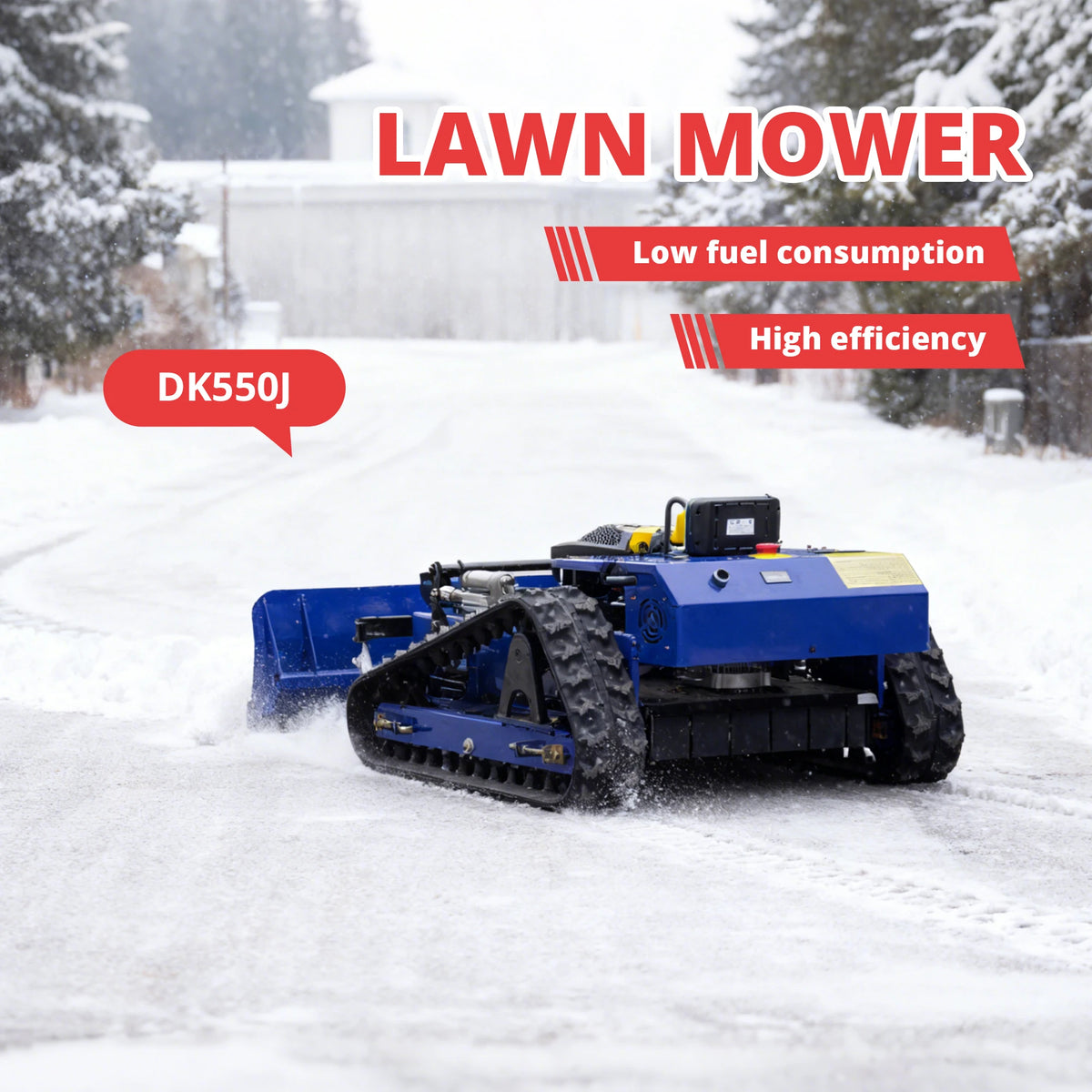 DEEPKRON Remote Control Lawn Mower With Snow Shovel And Blades