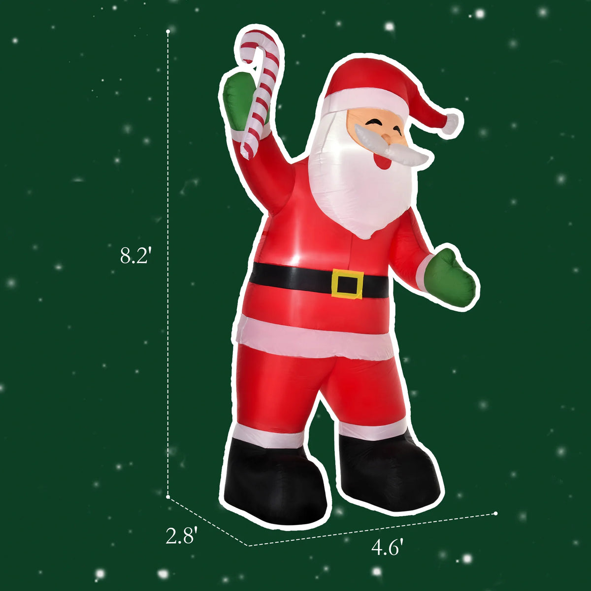 HOMCOM Christmas Inflatable Santa Claus With Candy Cane LED Lights