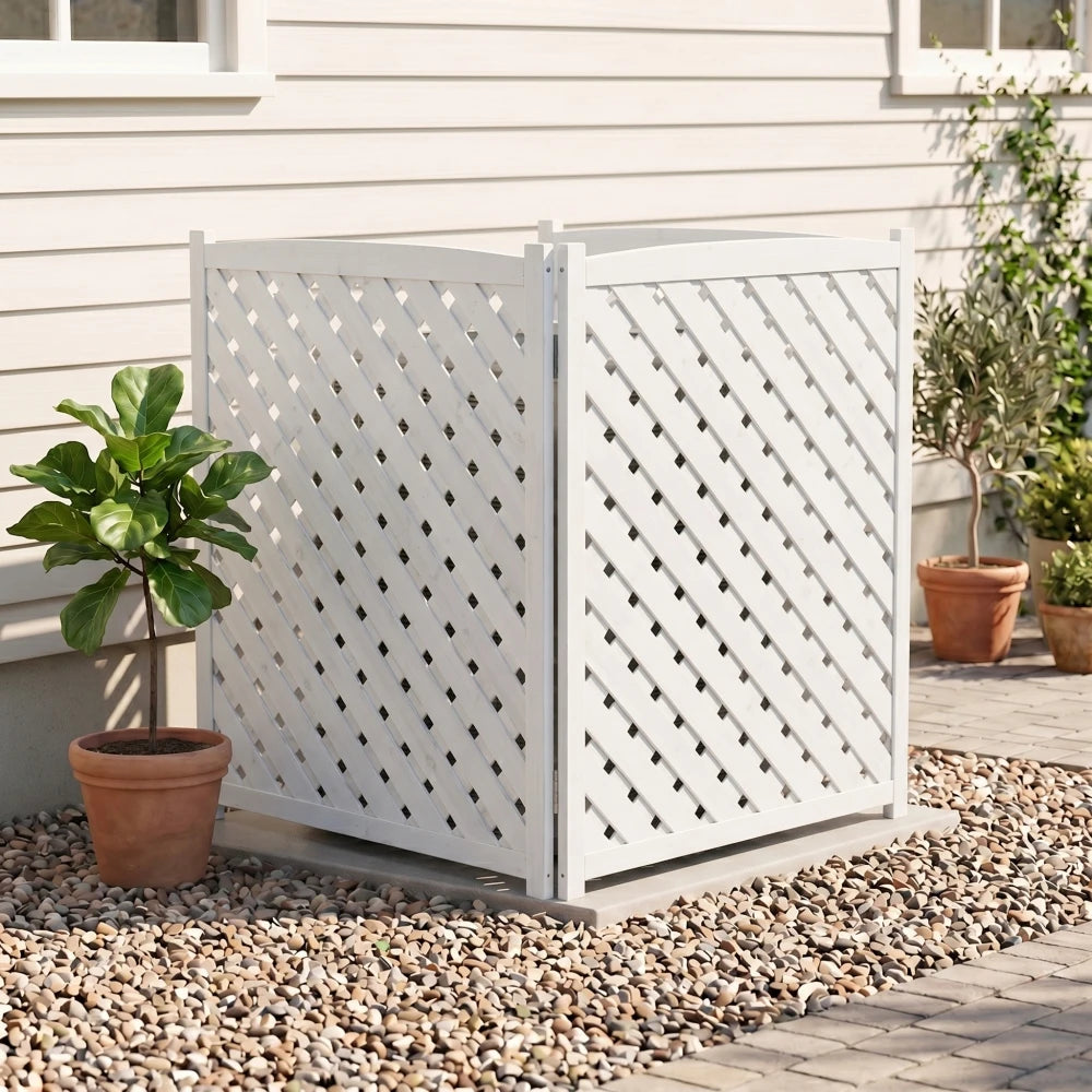3-Panel Outdoor Air Conditioner Fence 3-Section Outdoor Wooden Screen, Outside Wood Privacy Fence, 32" W X 38" H Supplies FYCS
