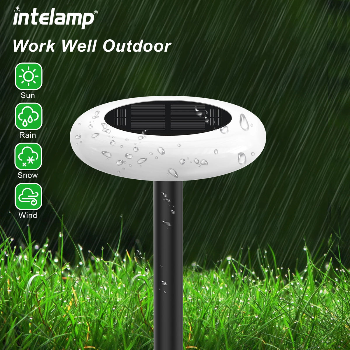 Intelamp Outdoor Solar Pathway Lights For Garden Walkways